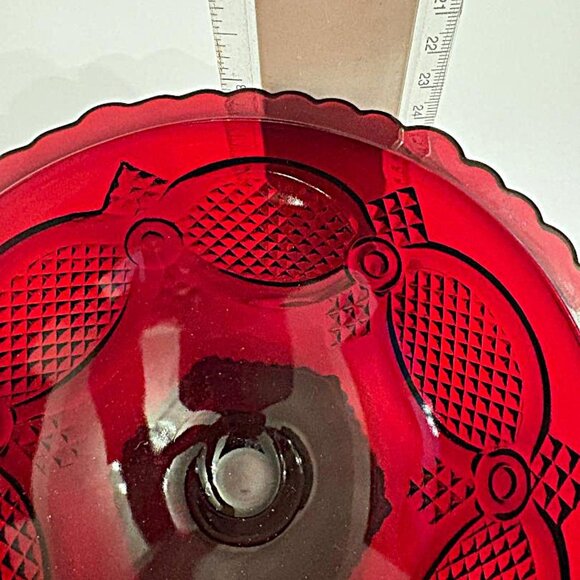 Vintage Avon 1876 Cape Cod CANDY DISH Footed Red Ruby Glass Pedestal Bowl - Picture 6 of 6